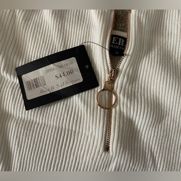 NWT❤️ HERA Tight Fitting Cream Ribbed Dress - Picture 5 of 9